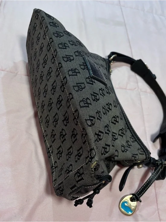 Dooney & Bourke Black and Gray Signature Canvas Shoulder Bag - Picture 2 of 7